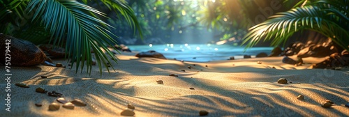 Summer Tropical Background Podium On Sand, HD, Background Wallpaper, Desktop Wallpaper