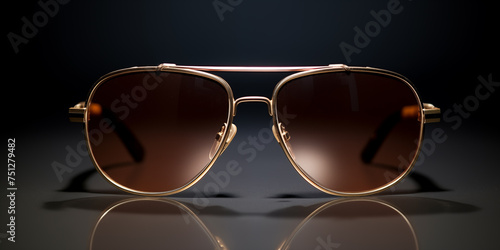 Stylish brown sunglasses isolated on white. Fashion accessory, optic brown sunglasses on a black background