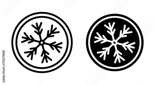Snowflake Icon Set. Snowflake snow cold vector symbol in a black filled and outlined style. Winter Crystal Sign.