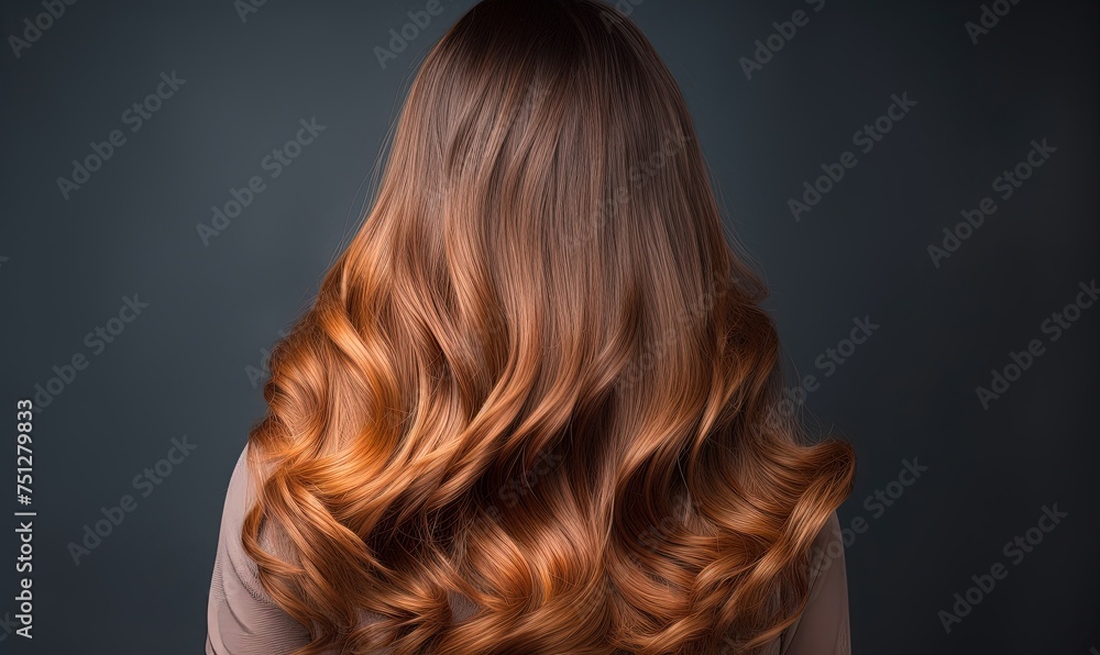 Fototapeta premium Model woman from back with hair dyed with the ombre or balayage technique, hair dyeing