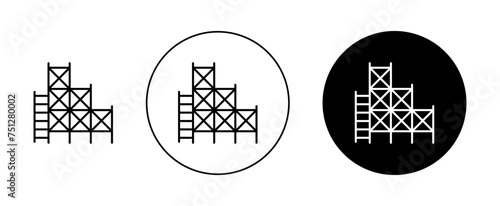 Scaffolding Icon Set. Construction building platform vector symbol in a black filled and outlined style. Framework Erect Sign. photo