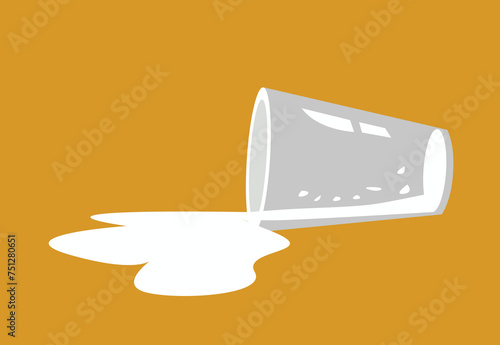 Spilled Milk Drawing. Editable Clip Art.
