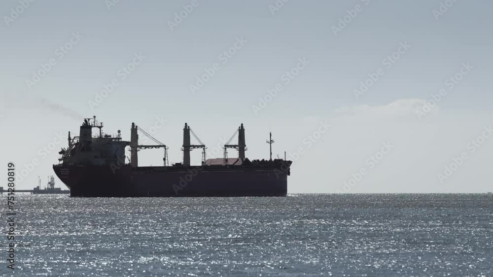Cargo transport vessel going out from the harbour port of Lisbon during a sunny day. 4K video with the ships vessel cargo industry of Portugal. Cargo transport vessel going out from the harbour port of Lisbon during a sunny day. 4K video with the ships vessel cargo industry of Portugal.