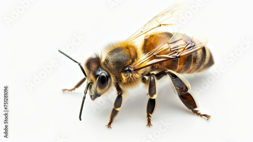 Macro shot of a bee showcasing intricate details and textures.