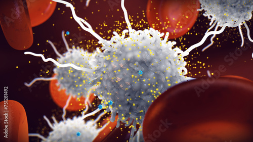 Macrophage releasing cytokines as a part of the body immune response to viral infection. A cytokine storm occurs when your immune system responds too aggressively to infection