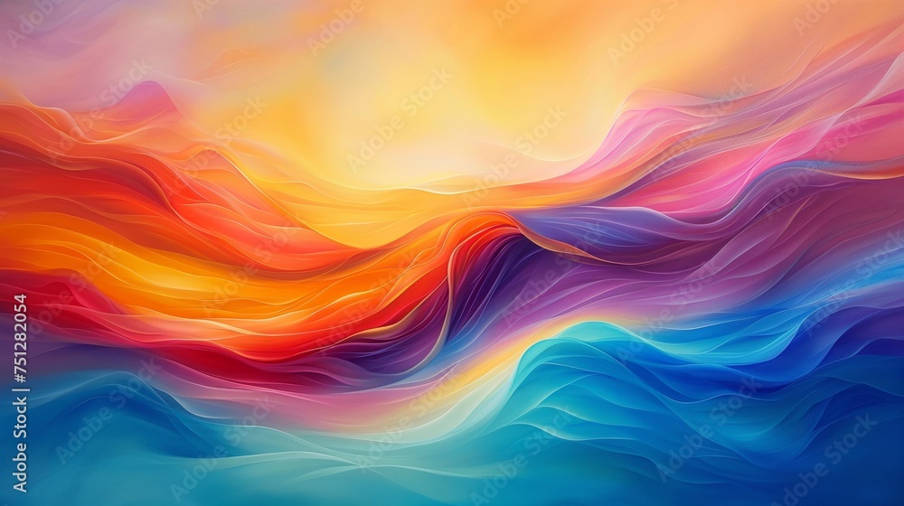 Luminescent waves of energy intertwining, casting a soft glow on a canvas of vibrant and harmonious colors.