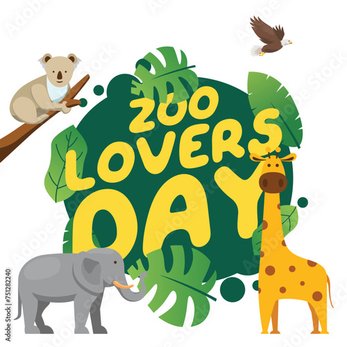 Zoo Lovers Day vector design template good for celebration usage. zoo vector image. vector eps 10. flat image.
