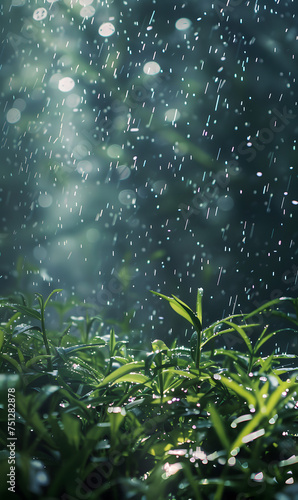 plant in the rain  Generative AI 