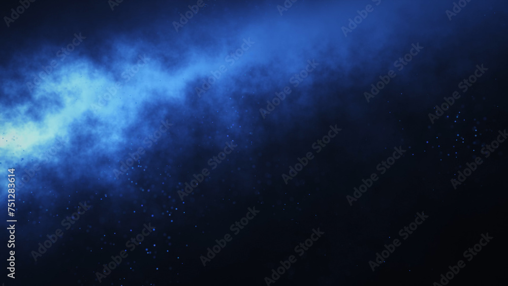 Fototapeta premium Blue particles and smoke background