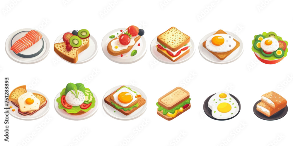 Set of food on a white background Set of food on a white background