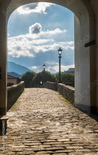 Ancient stone bridge in Pontremoli, Massa, Carrara, Tuscany, Italy