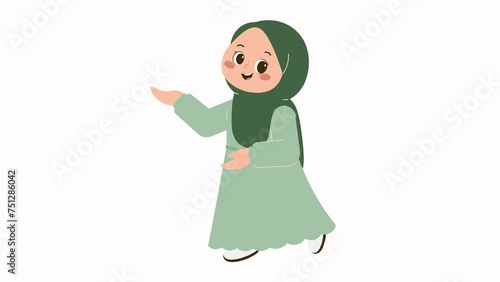Cute Hijab Girl doing Promotion Animation
