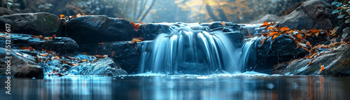 Still waterfall motion frozen in time serene and peaceful photo