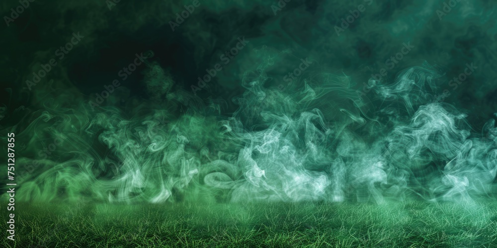 Fototapeta premium green toxic smoke on field