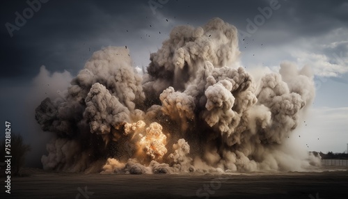 Explosion, smoke in the sky