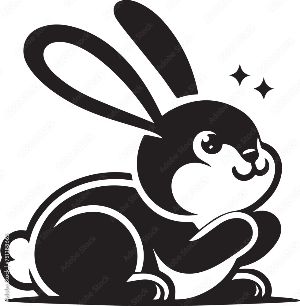 Cute Bunny Silhouettes EPS Bunny Vector Kawaii Bunny Clipart	
