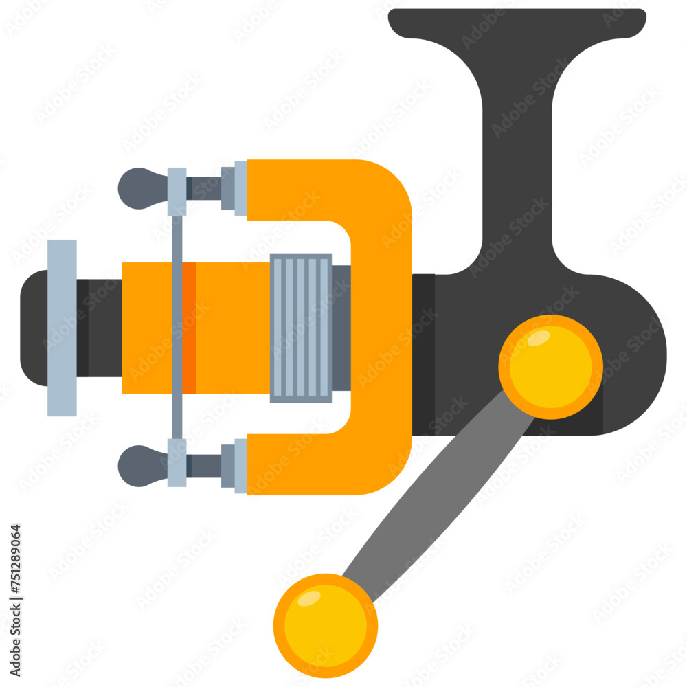 Spinning reel for fishing vector cartoon illustration isolated on a white background. Spinning reel for fishing vector cartoon illustration isolated on a white background.