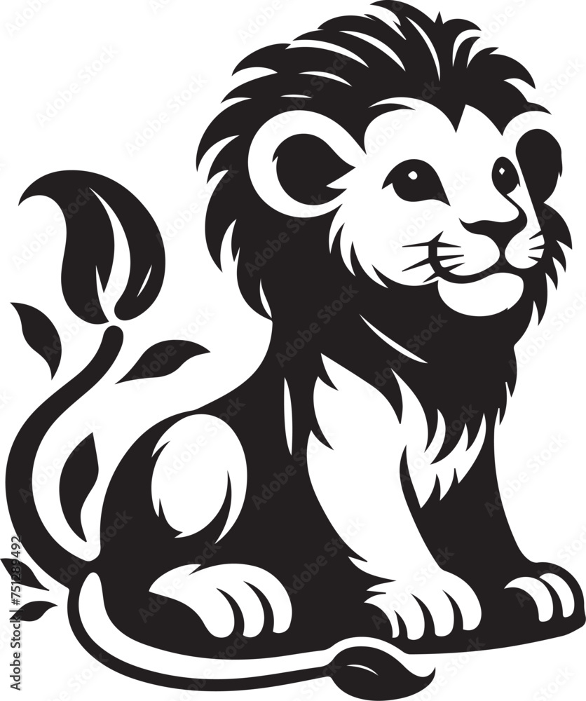 Lion Silhouettes EPS Cute Lion Vector Lion Clipart	
