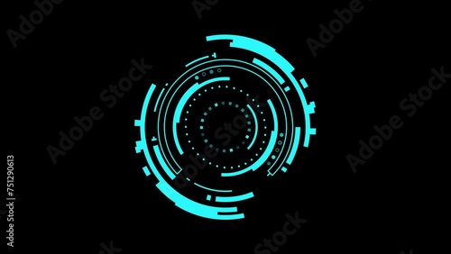 HUD digital futuristic animation element on black background