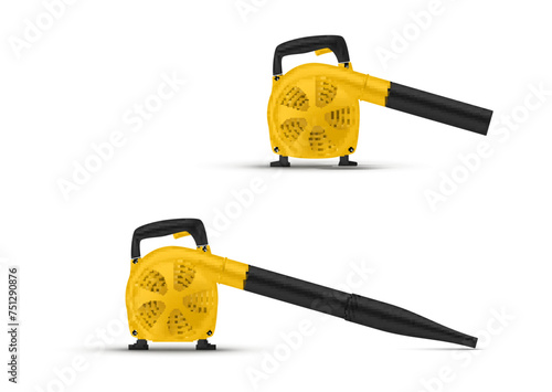 Leaf blower seasonal outdoor cleaner airflow industrial technology device set realistic vector