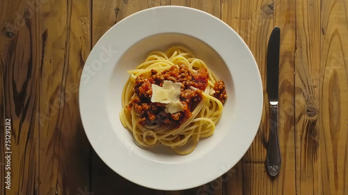 A delicious spaghetti bolognese served