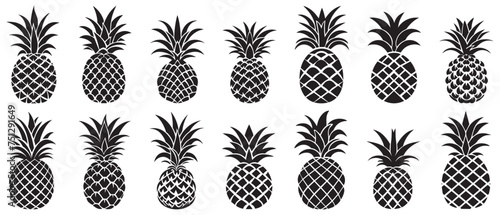 Pineapple natural food icon. Freshness sweet art vector design.
