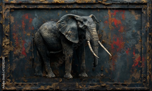 Image of an elephant on a vintage background. photo