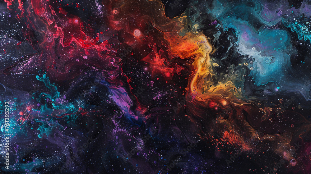 Bursting neon galaxies swirling in a kaleidoscope of electric hues against a velvet-black canvas.