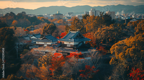 A view around Hikone Castle in late autumn