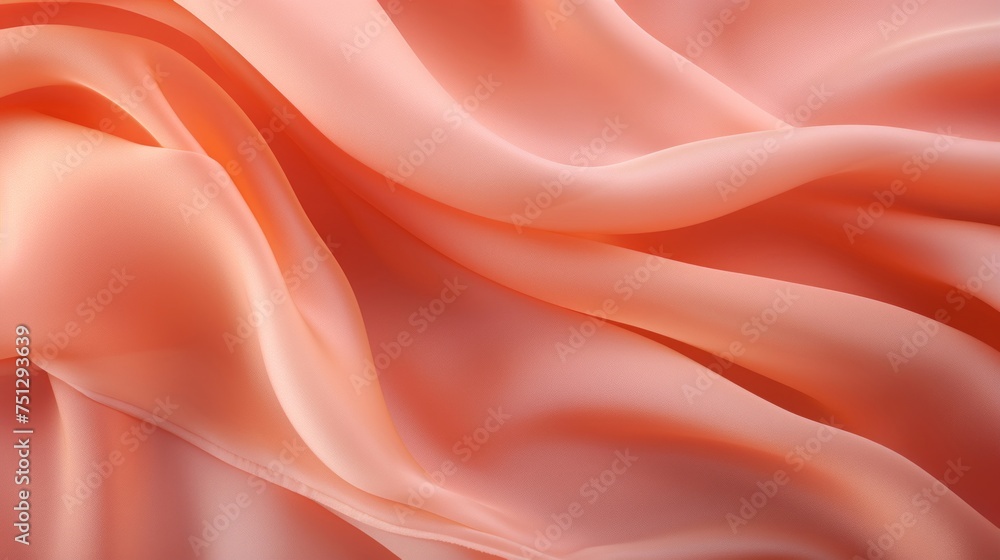 Soft silk fabric in a peach fuzz color as a background. Top view. Soft silk fabric in a peach fuzz color as a background. Top view.