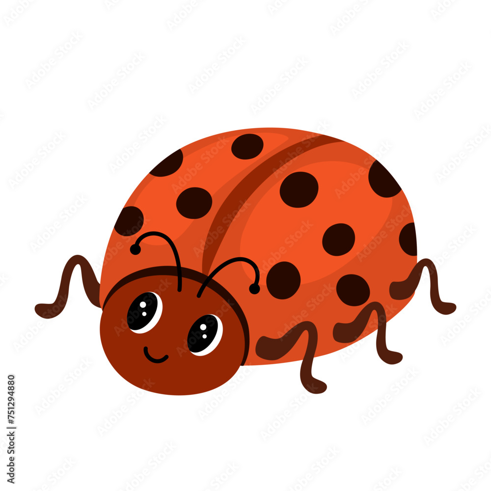 Ladybug cartoon character. Cute insect. Vector hand draw illustration isolated on white background Ladybug cartoon character. Cute insect. Vector hand draw illustration isolated on white background