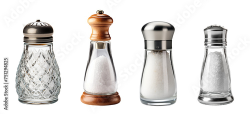 Salt shaker collection isolated on transparent background. Generative AI photo