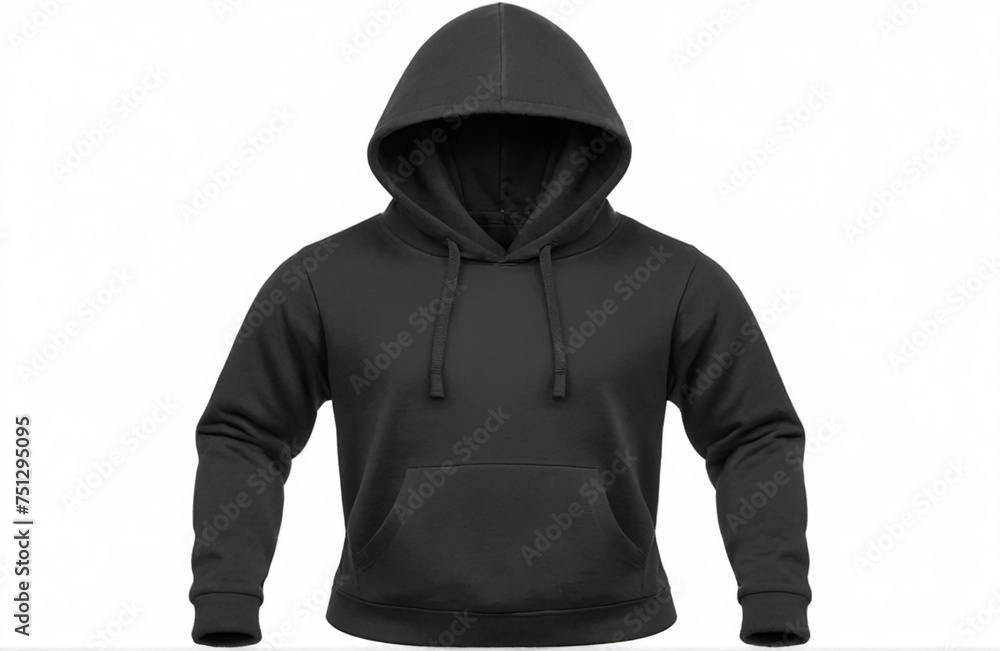 Black hooded sweatshirt, cut out isolated on white background Black hooded sweatshirt, cut out isolated on white background