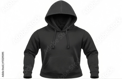 Black hooded sweatshirt, cut out isolated on white background