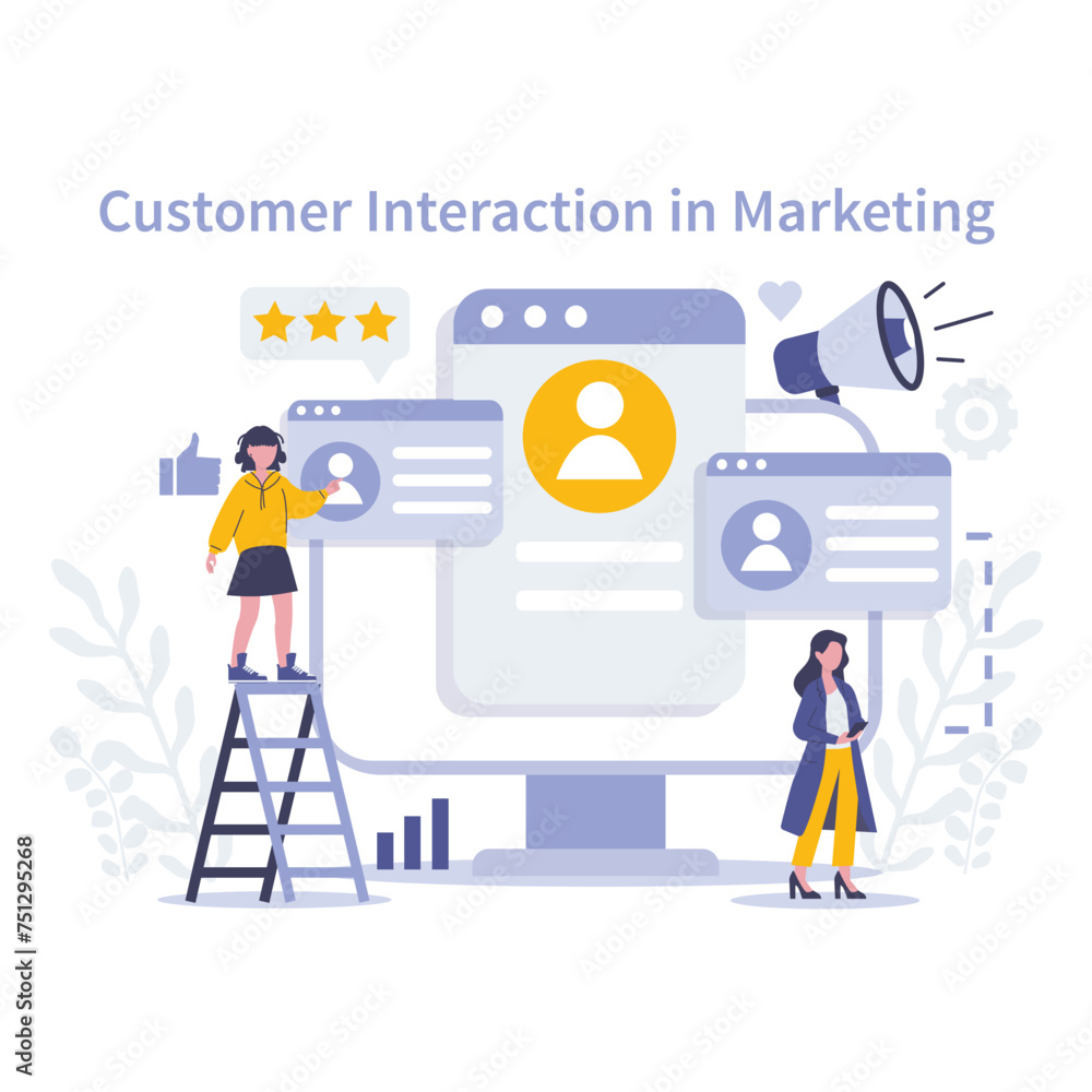 Customer Interaction in marketing concept. Flat vector illustration