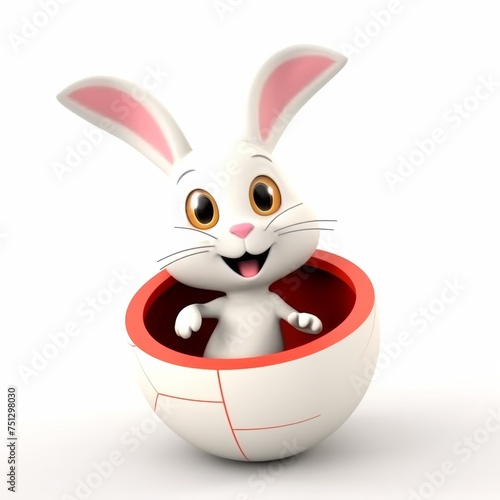 a bunny inside an easter egg, isolated on white background