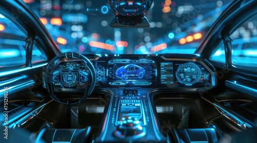 Interior of a futuristic electric car © Krtola 