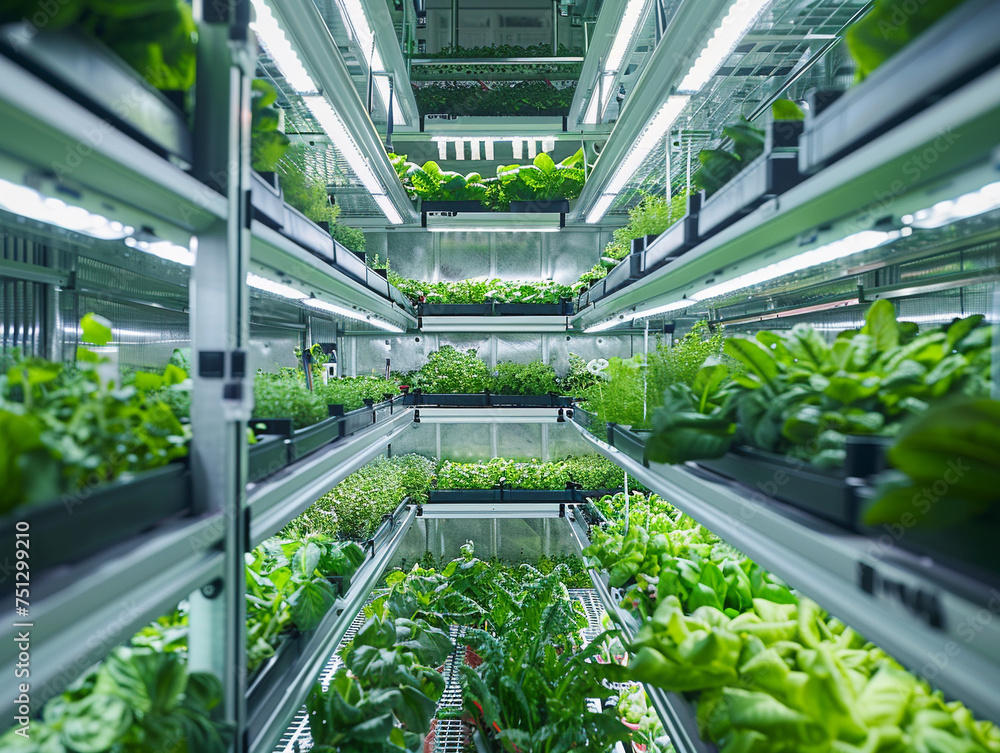 Automated vertical farm pesticidefree produce farmtotable concept