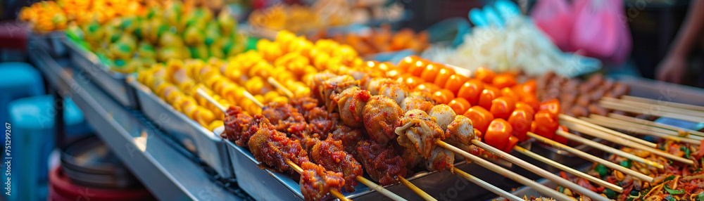 Asian street food tour realistic bustling markets and savory snacks