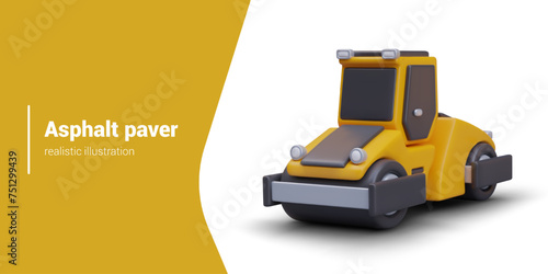 Asphalt paver closeup. Special equipment for road, sidewalk, highway construction
