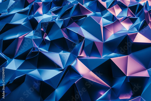 A diverse array of numerous blue and pink geometric shapes filling the frame