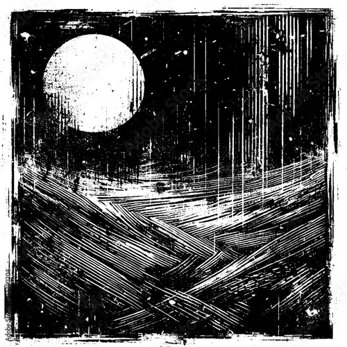 Moonlit Serenade: A Tranquil Illustration of Moonlight Caressing Gentle Sea Waves, Conjuring Serenity and Night Mystery.