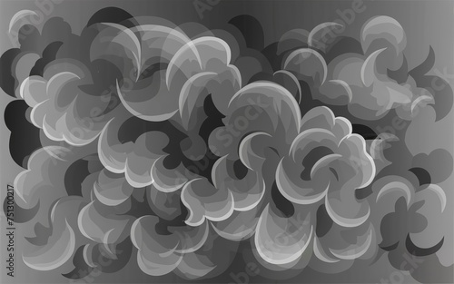 Smoke. Realistic Smoke Fog. Design element. White fog or smoke on dark copy space background.