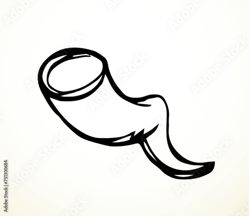 Vector drawing. Jewish ritual horn shofar