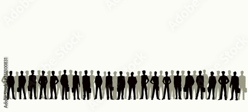 Vector drawing. Standing Businessman in a queue