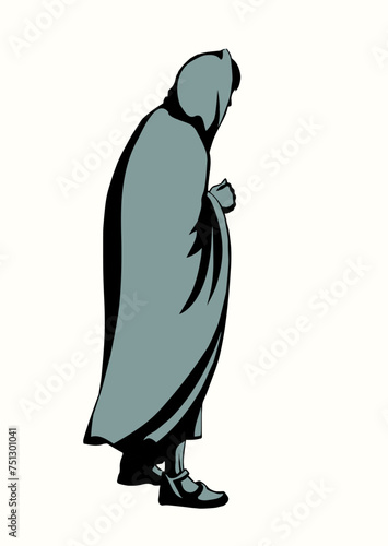 Vector drawing. Man in ancient clothes