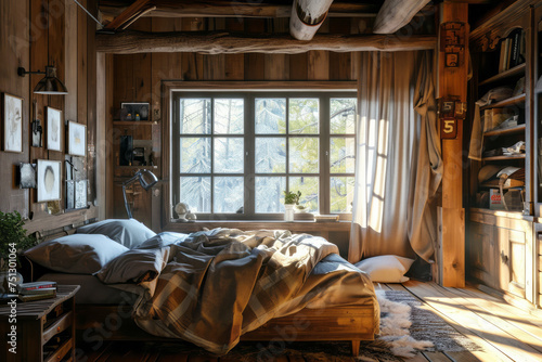 A bedroom featuring a bed and a window with natural light shining through