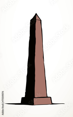 Vector drawing. Egyptian pillar obelisk