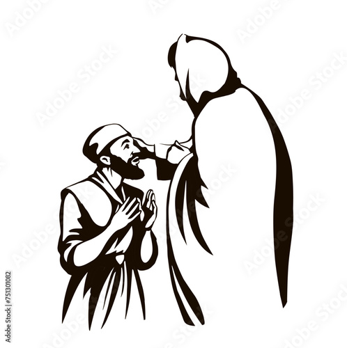 Vector drawing. Jesus heal the man