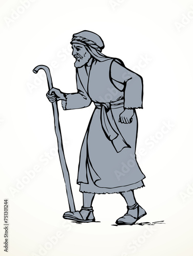 Vector drawing. Jewish man walk
